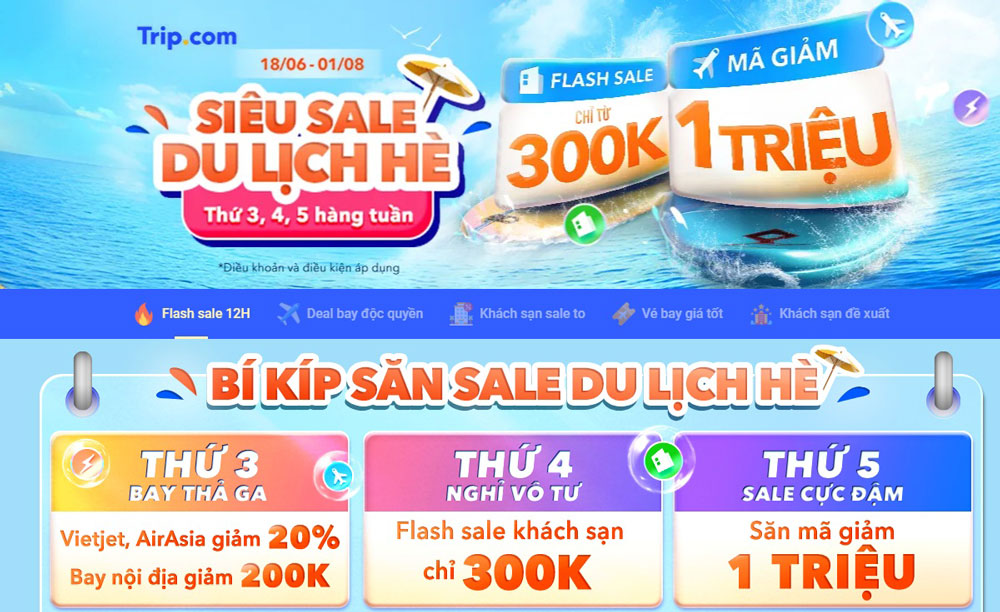Trip.com Siêu Sale Du Lịch Hè đến 01/08/2024