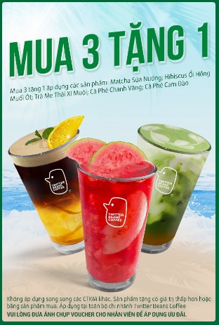 Twitter Beans Coffee mã ưu đãi: Mua 3 tặng 1